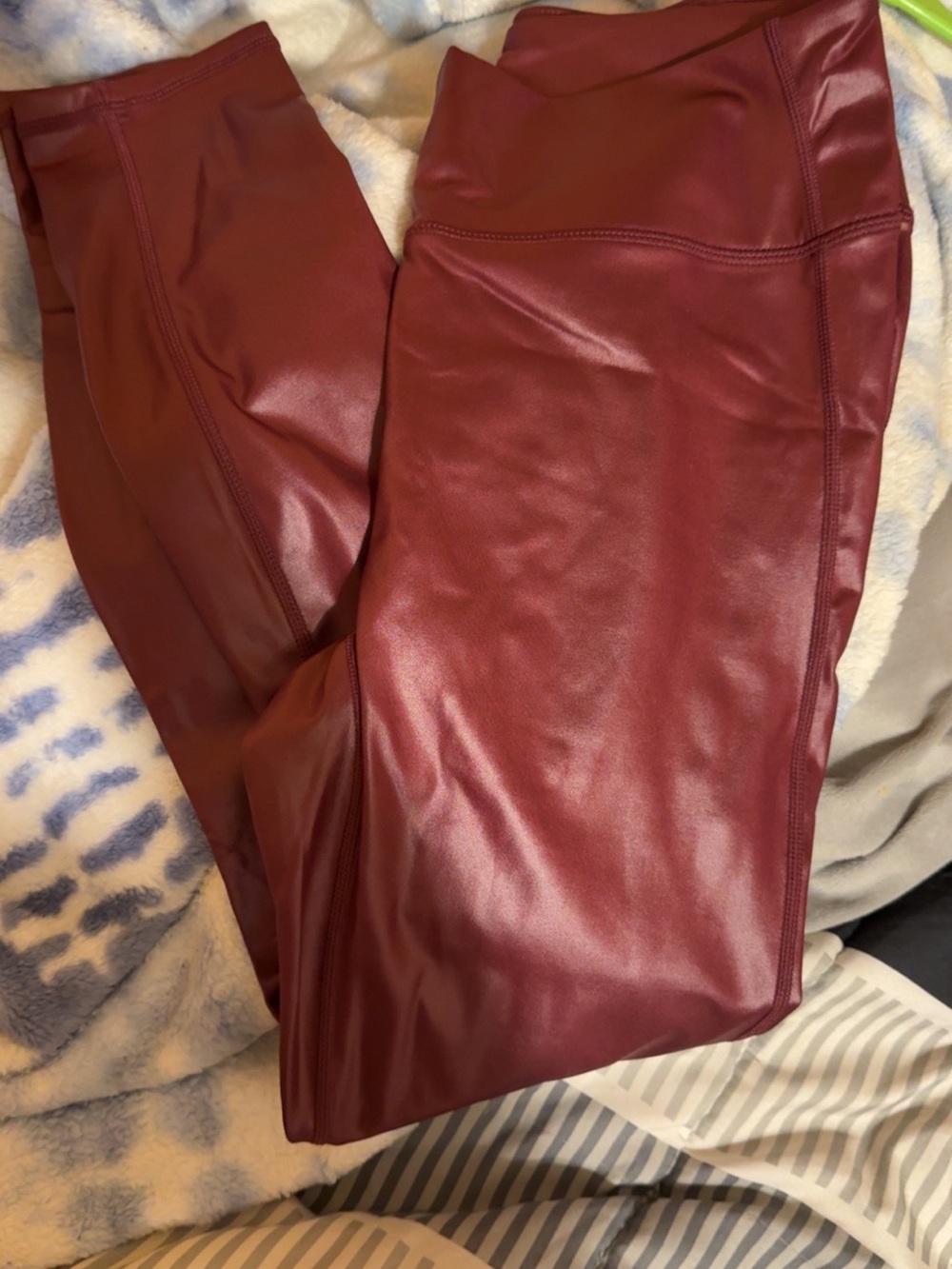 Fabletics Merlot Shine Faux Leather Leggings